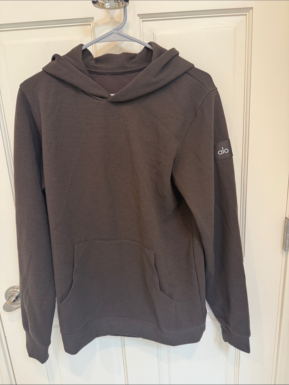 ALO Yoga  Waffle Knit Hoodie in Dark Brown